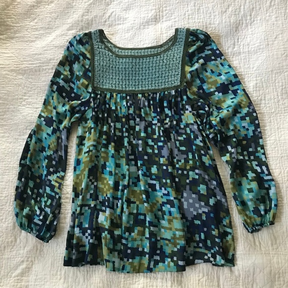 Green Print Blouse Sz M/L - Picture 3 of 8